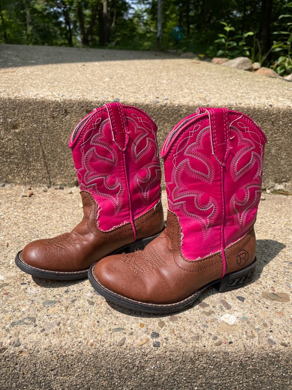 Roper Little Girls' Light-Up Western Boots Round Toe Pink Brown Sz 10 Kids